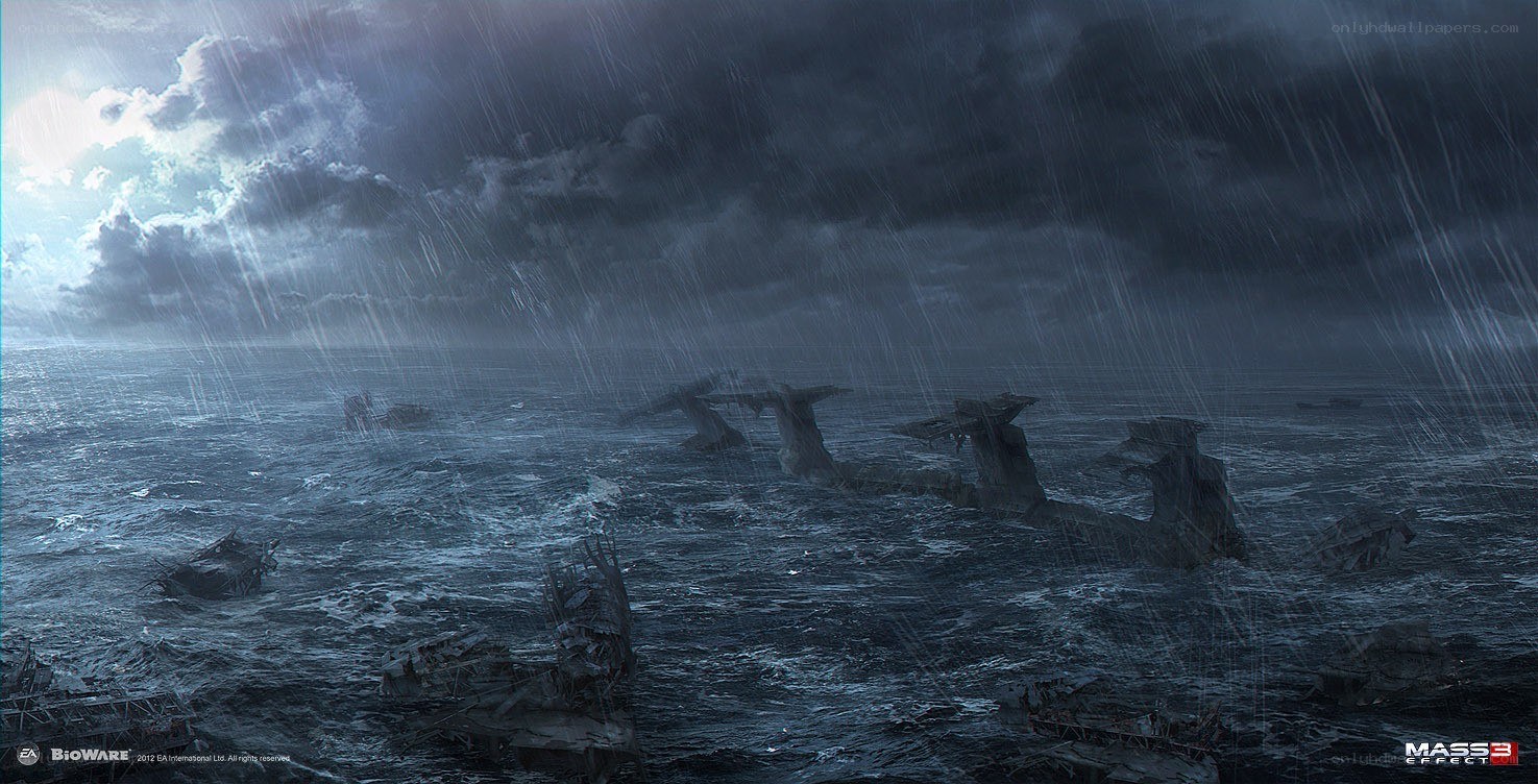 shipwreck in stormy sea