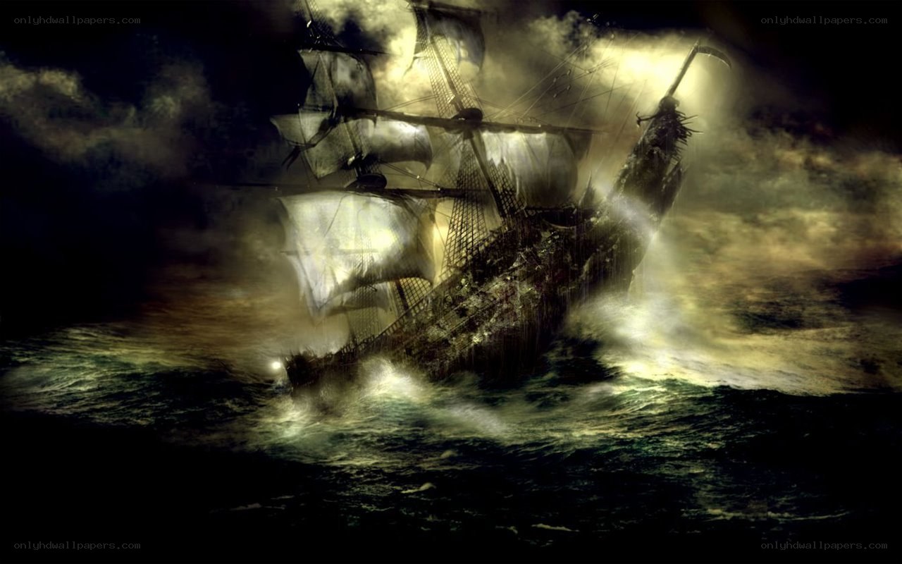Shipwreck in stormy sea