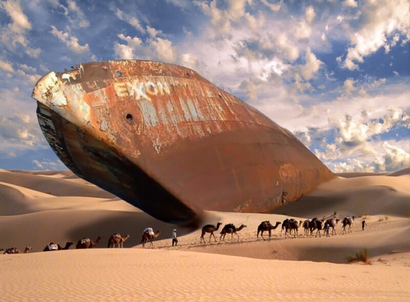 shipwreck in the desert