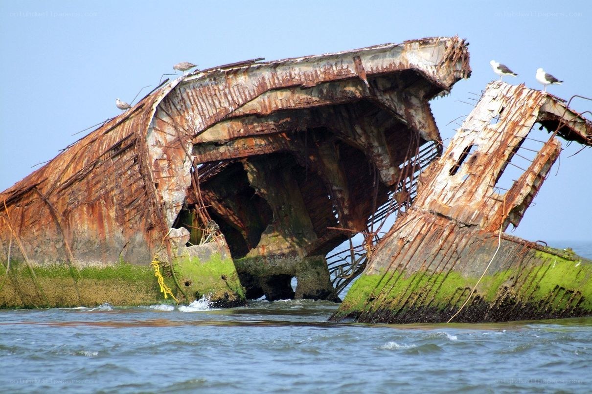shipwreck in the ocean