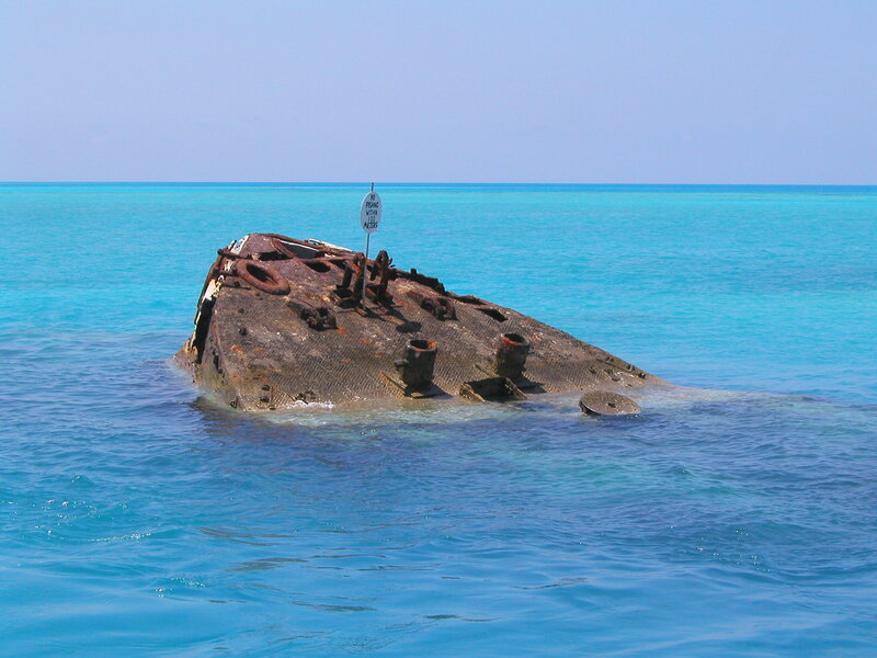 shipwreck in turquoise water