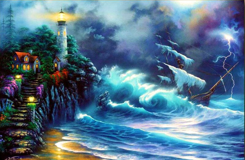 Shipwreck Near Lighthouse — Blue