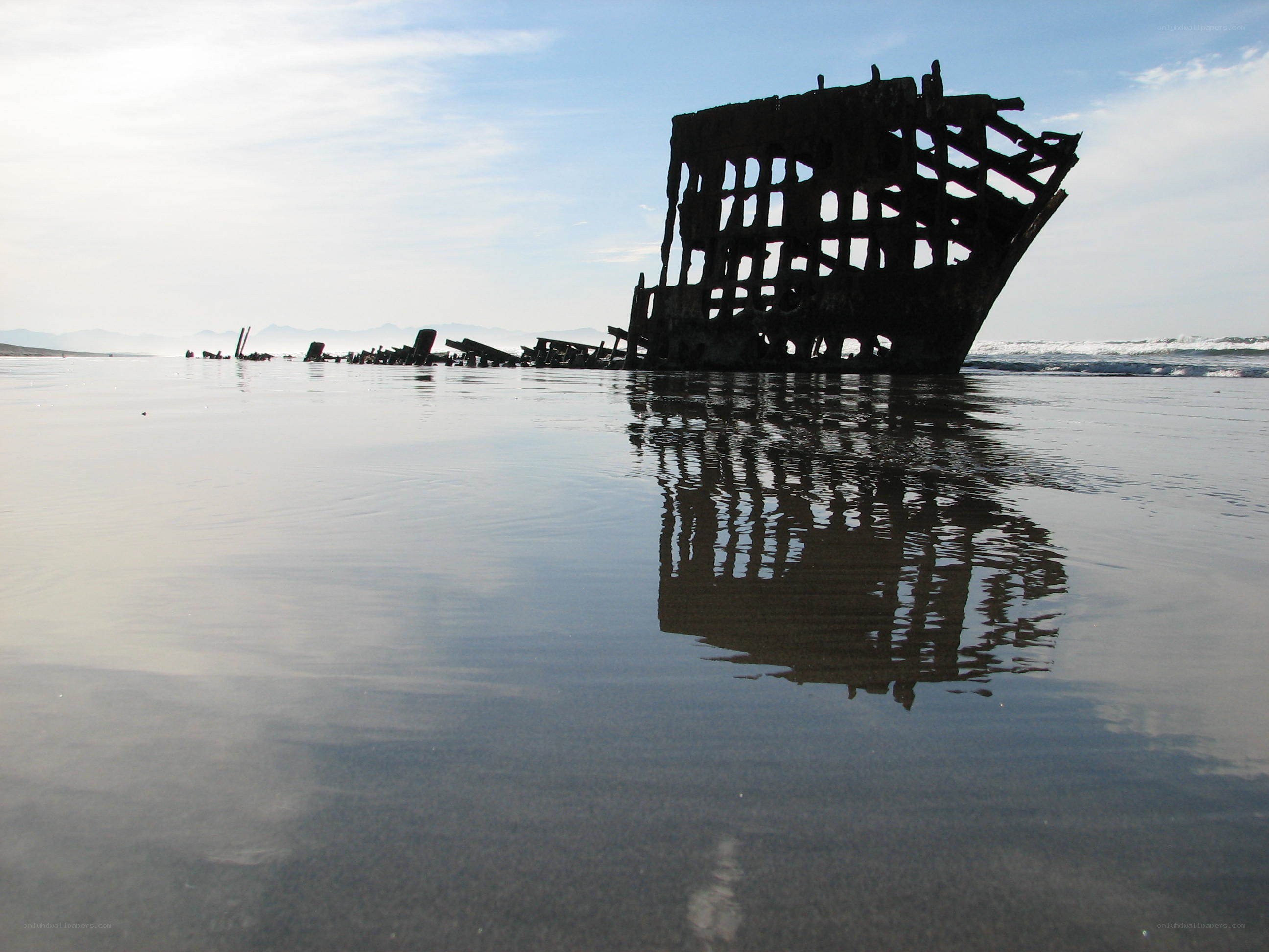 Shipwreck on a beach