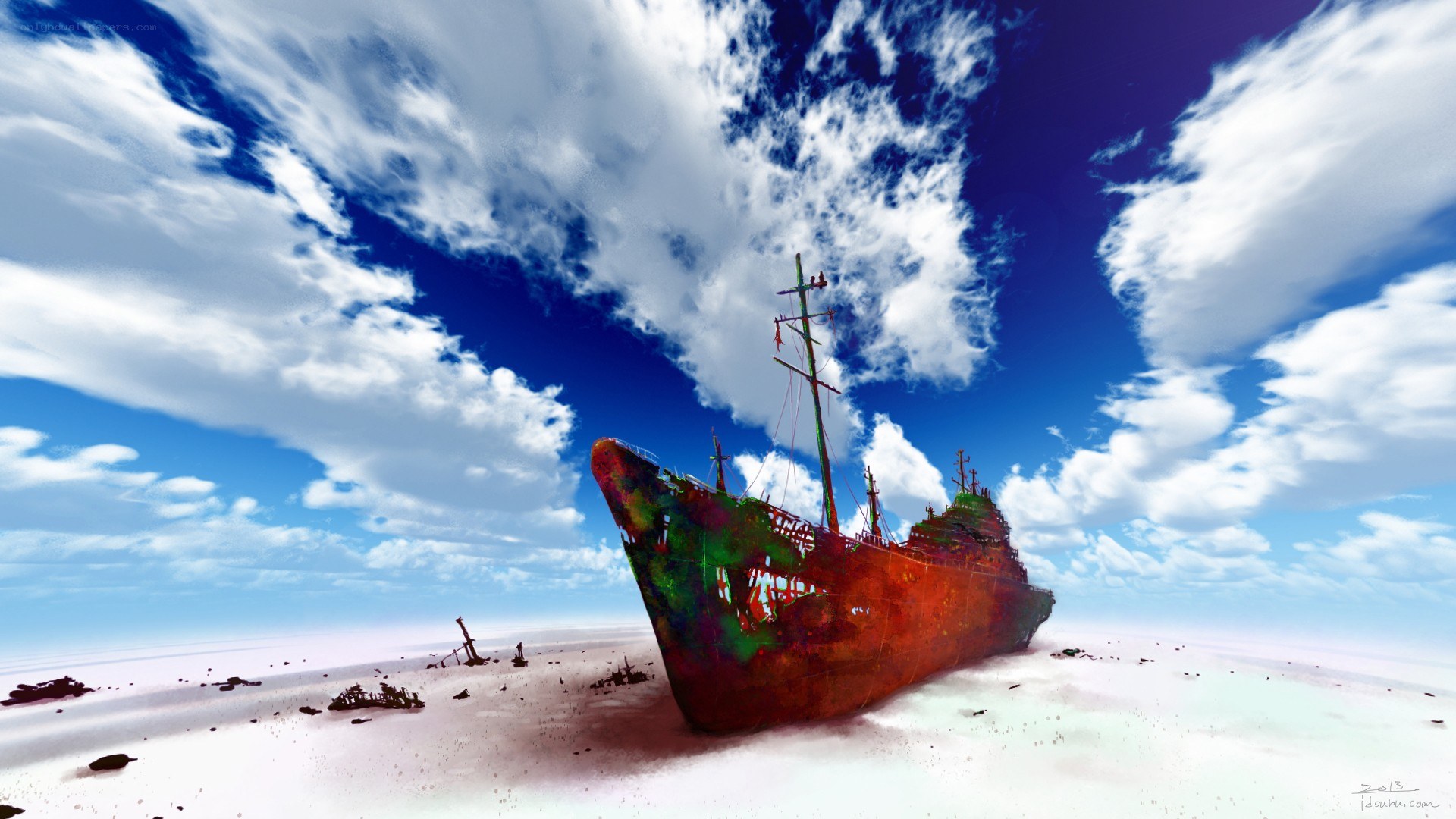 shipwreck on a desert island