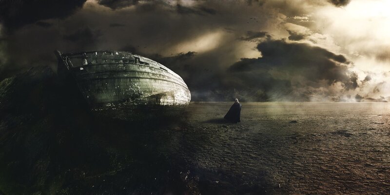 shipwreck on a desolate shore