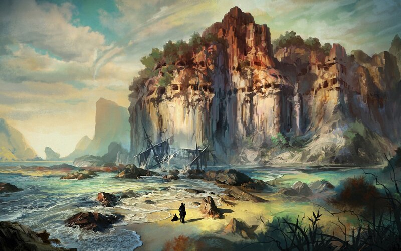 shipwreck on a rocky shore