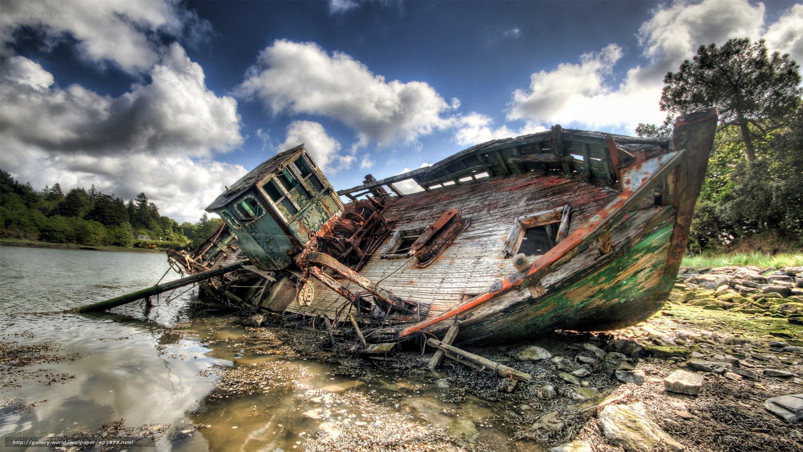 shipwreck on a rocky shore