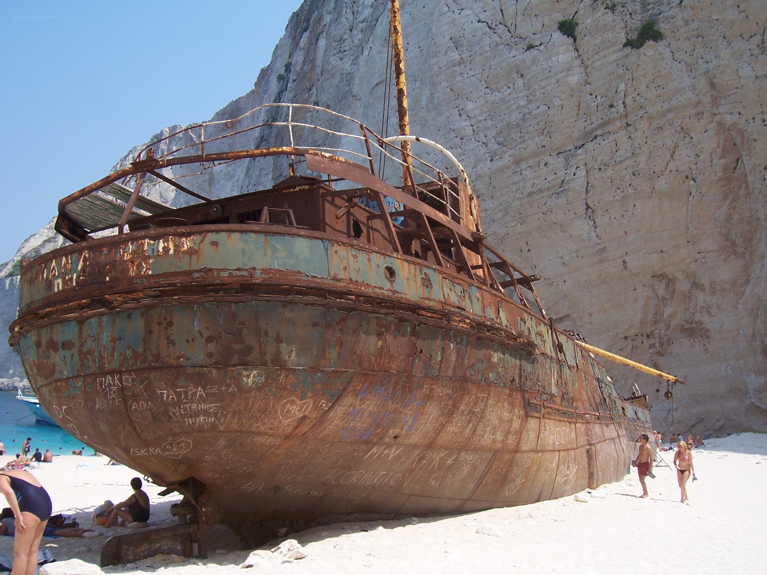 shipwreck on a sandy beach