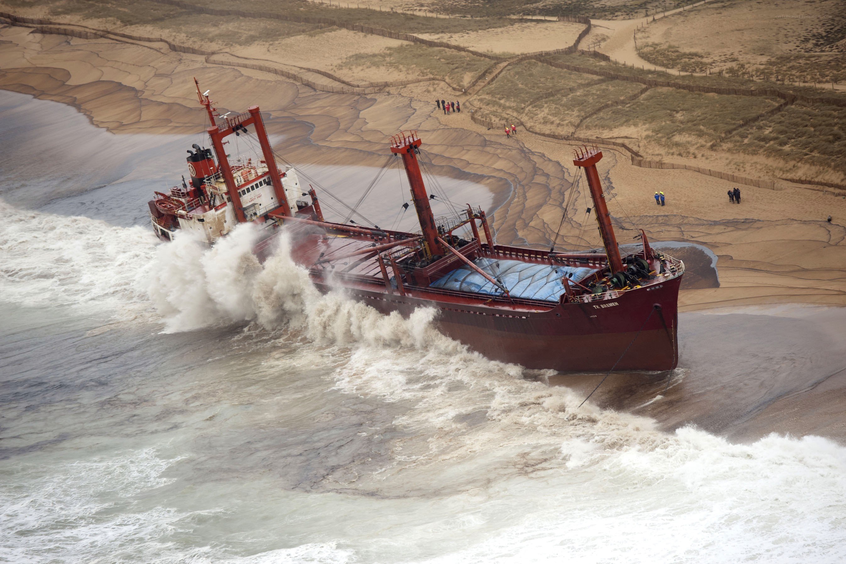 Shipwreck on a sandy beach