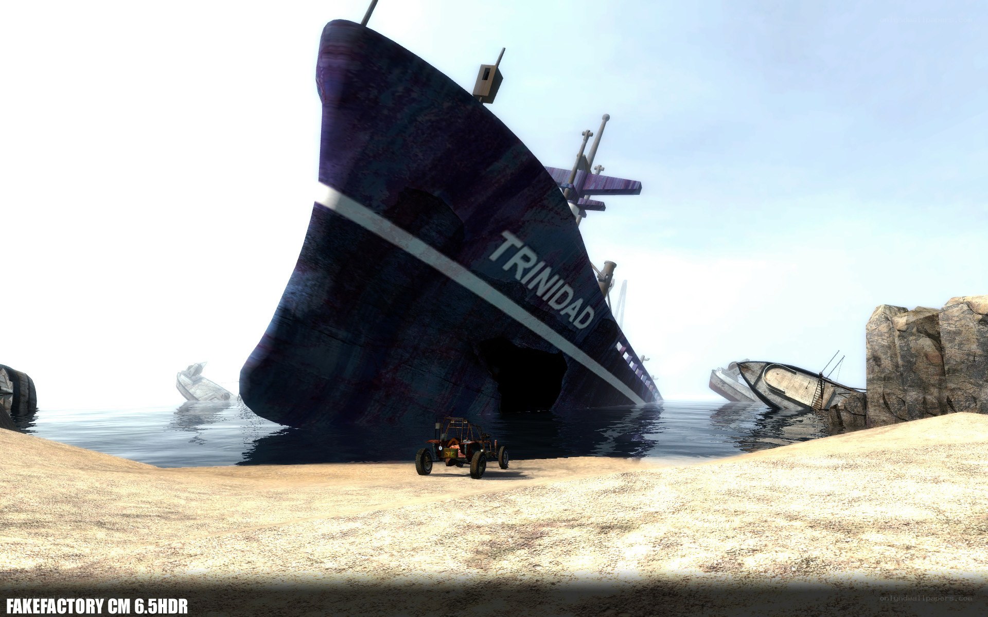 shipwreck on a sandy shore