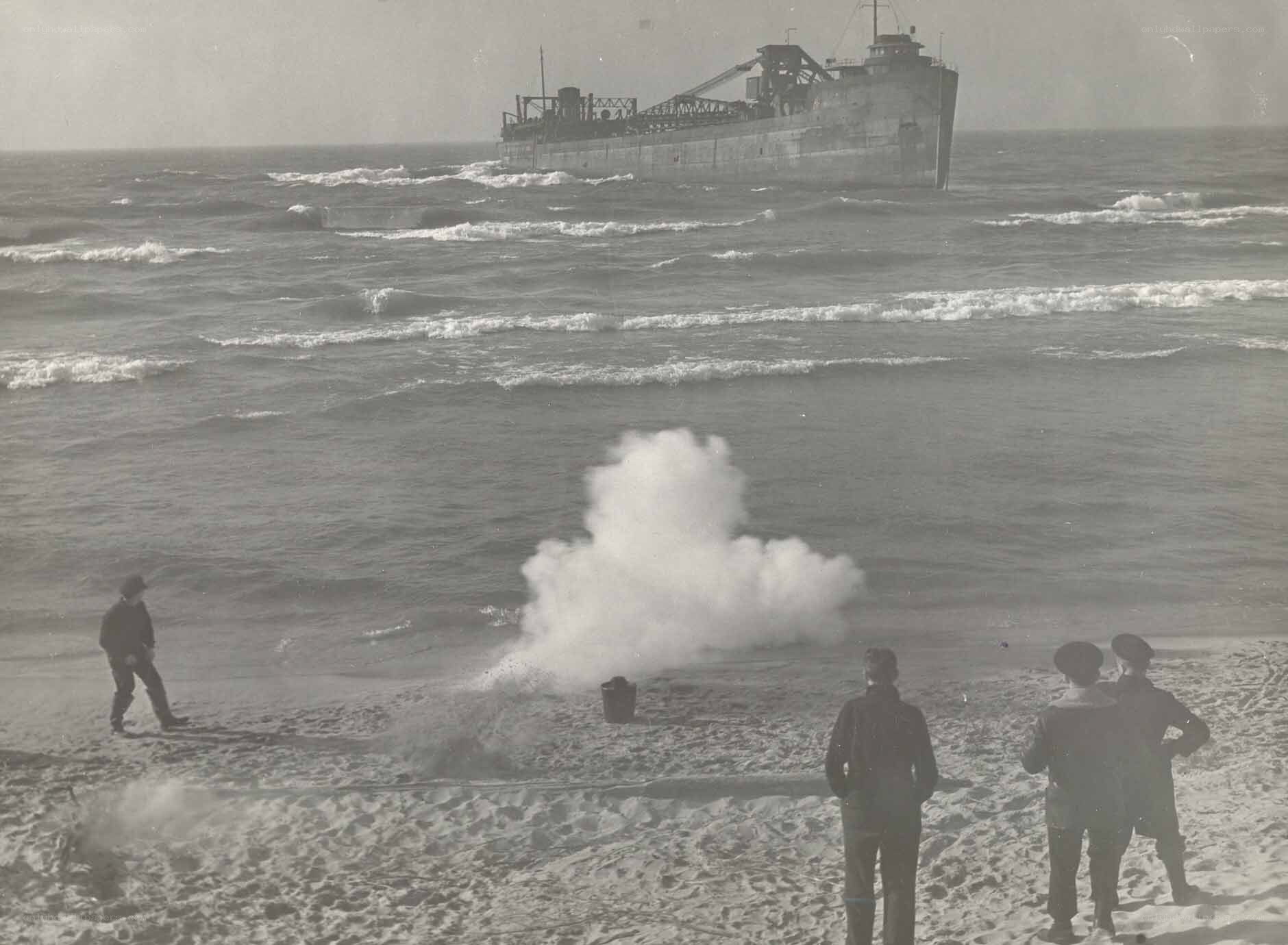 Shipwreck on a stormy beach