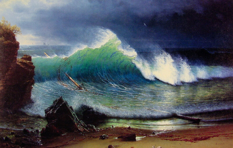 Shipwreck on a stormy shore