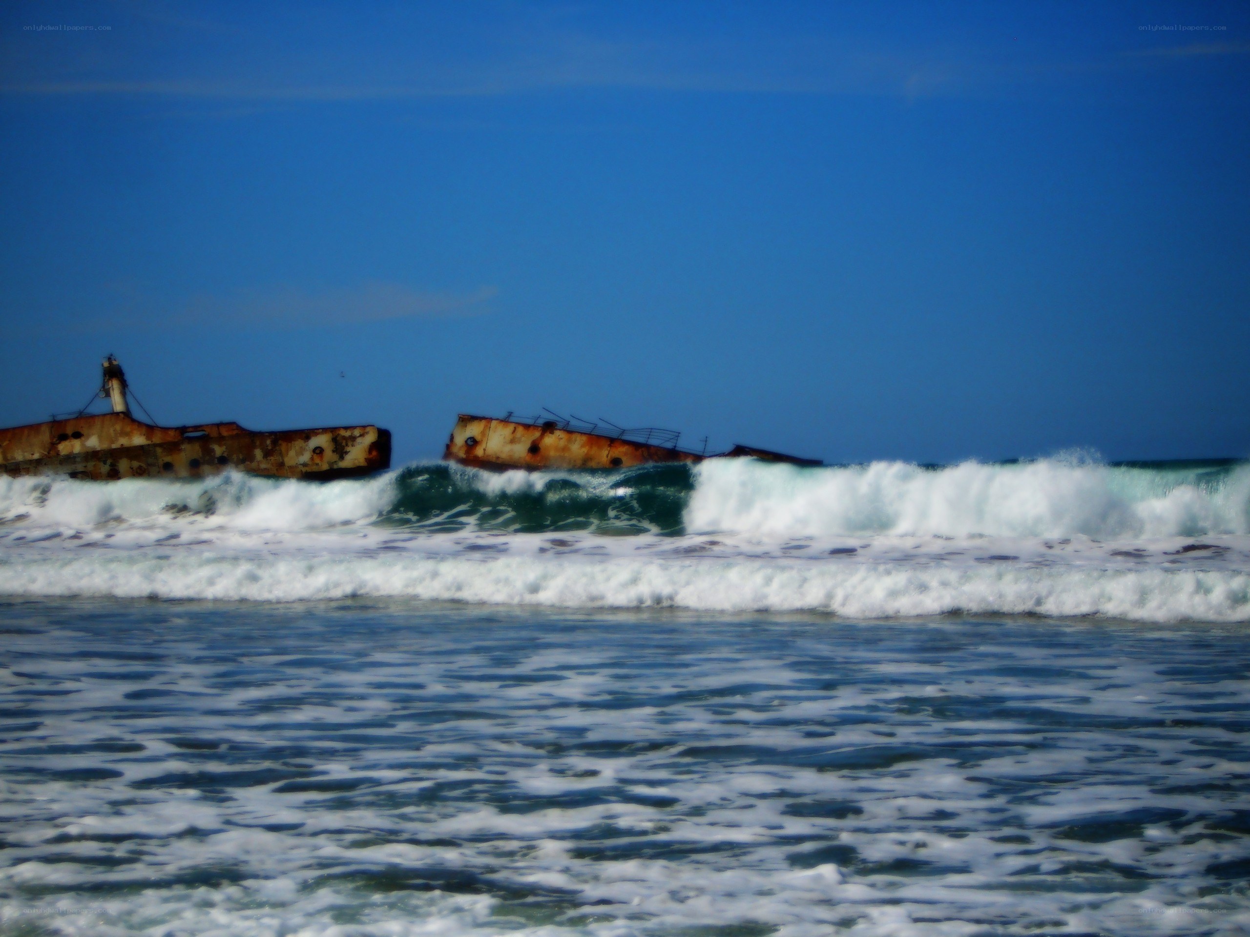 shipwreck on a sunny beach