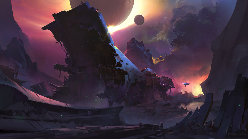Shipwreck on Alien Planet