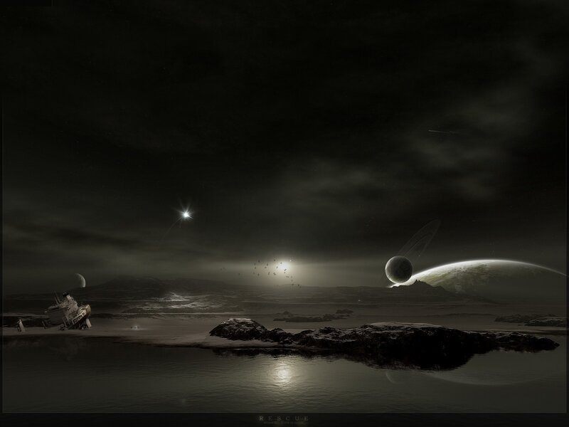 Shipwreck on Alien Shore — Black, Dramatic