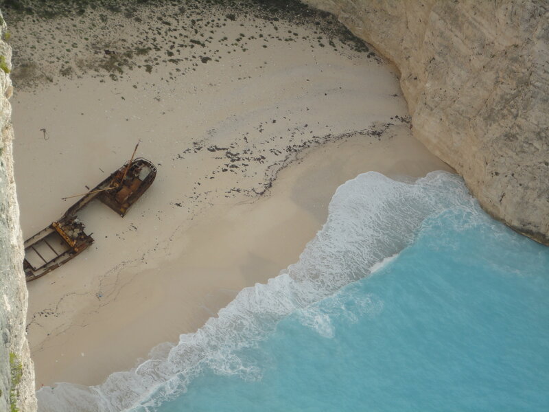 Shipwreck on Beach — Blue, Dramatic