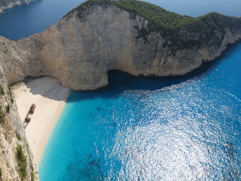 Shipwreck on Beach — Blue, Ocean
