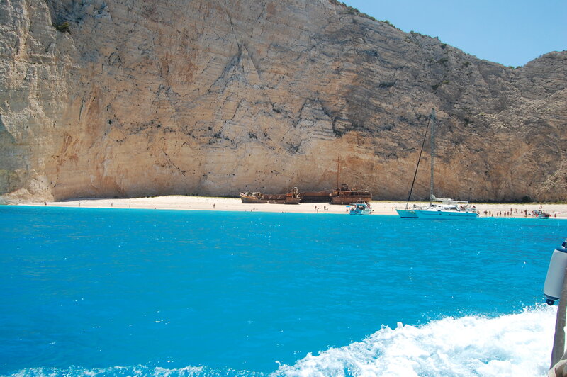 Shipwreck on Beach — Blue, Serene