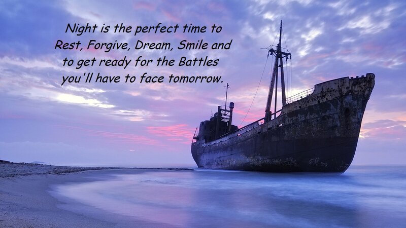 Shipwreck on Beach — Purple, Serene