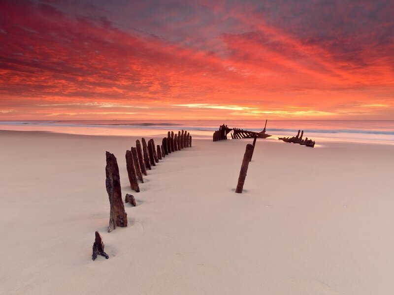 Shipwreck on Beach — Red