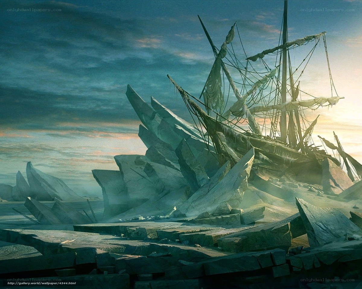 Shipwreck on ice floes