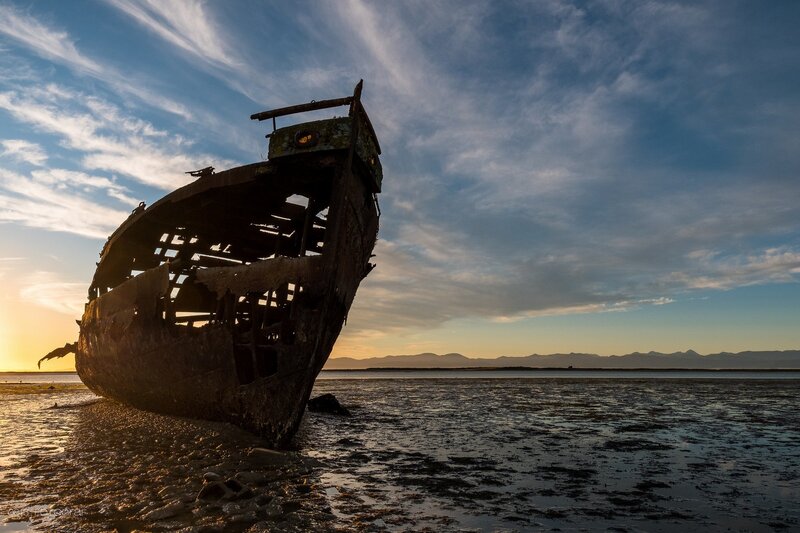 Shipwreck on Mudflat — Blue