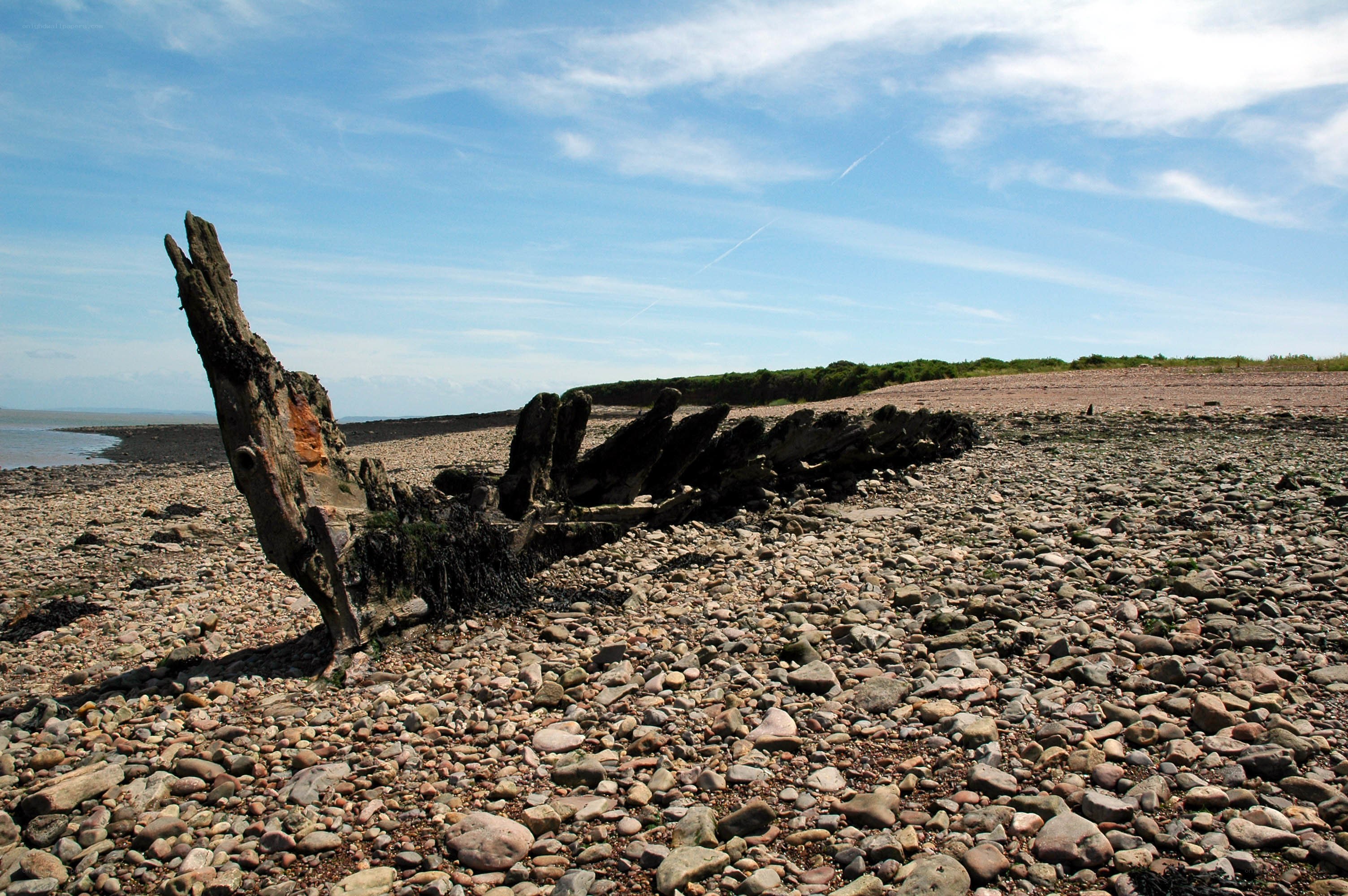 shipwreck on pebble beach