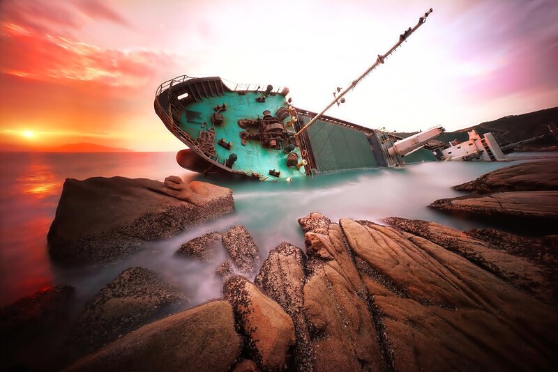 Shipwreck on Rocks