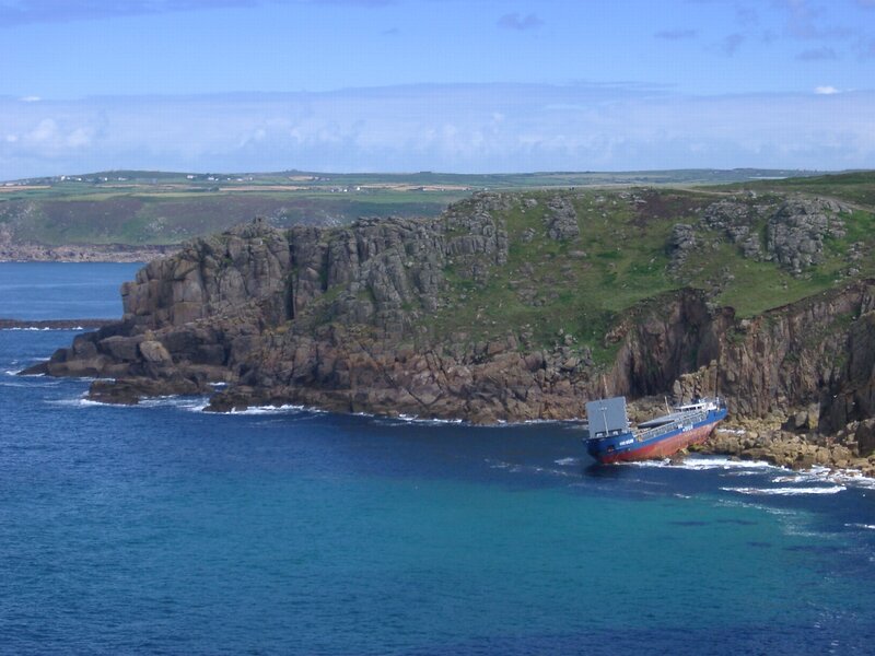 shipwreck on rocky coast