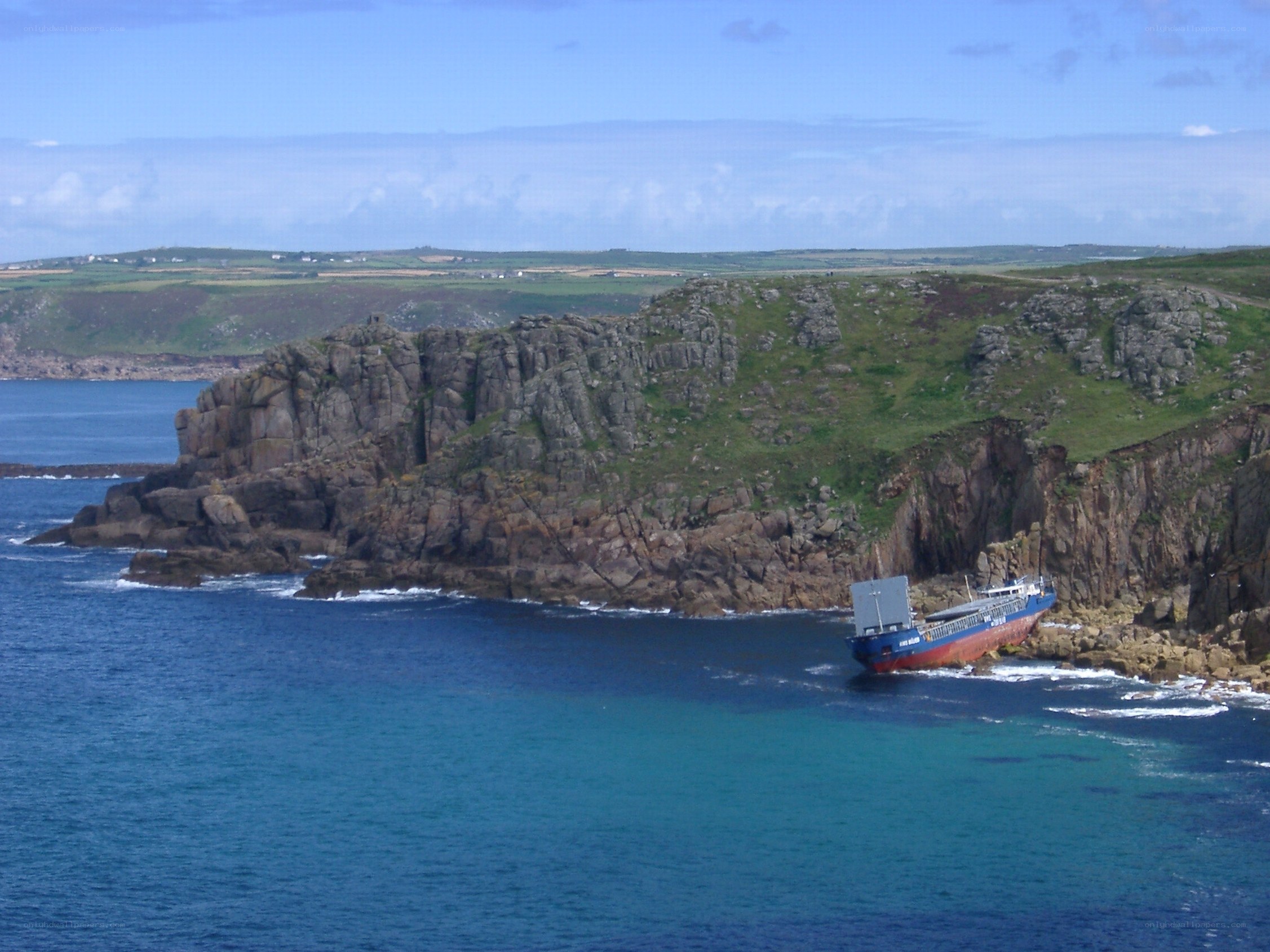 shipwreck on rocky coast
