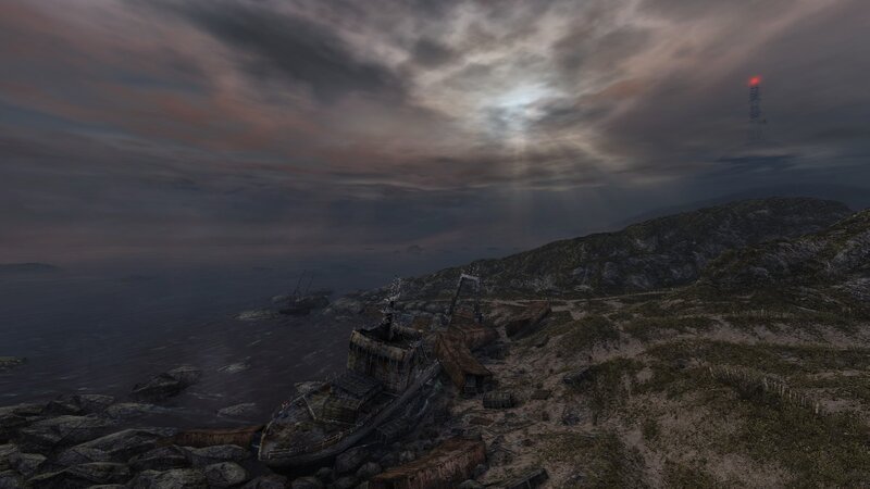 Shipwreck on Rocky Shore — Gray