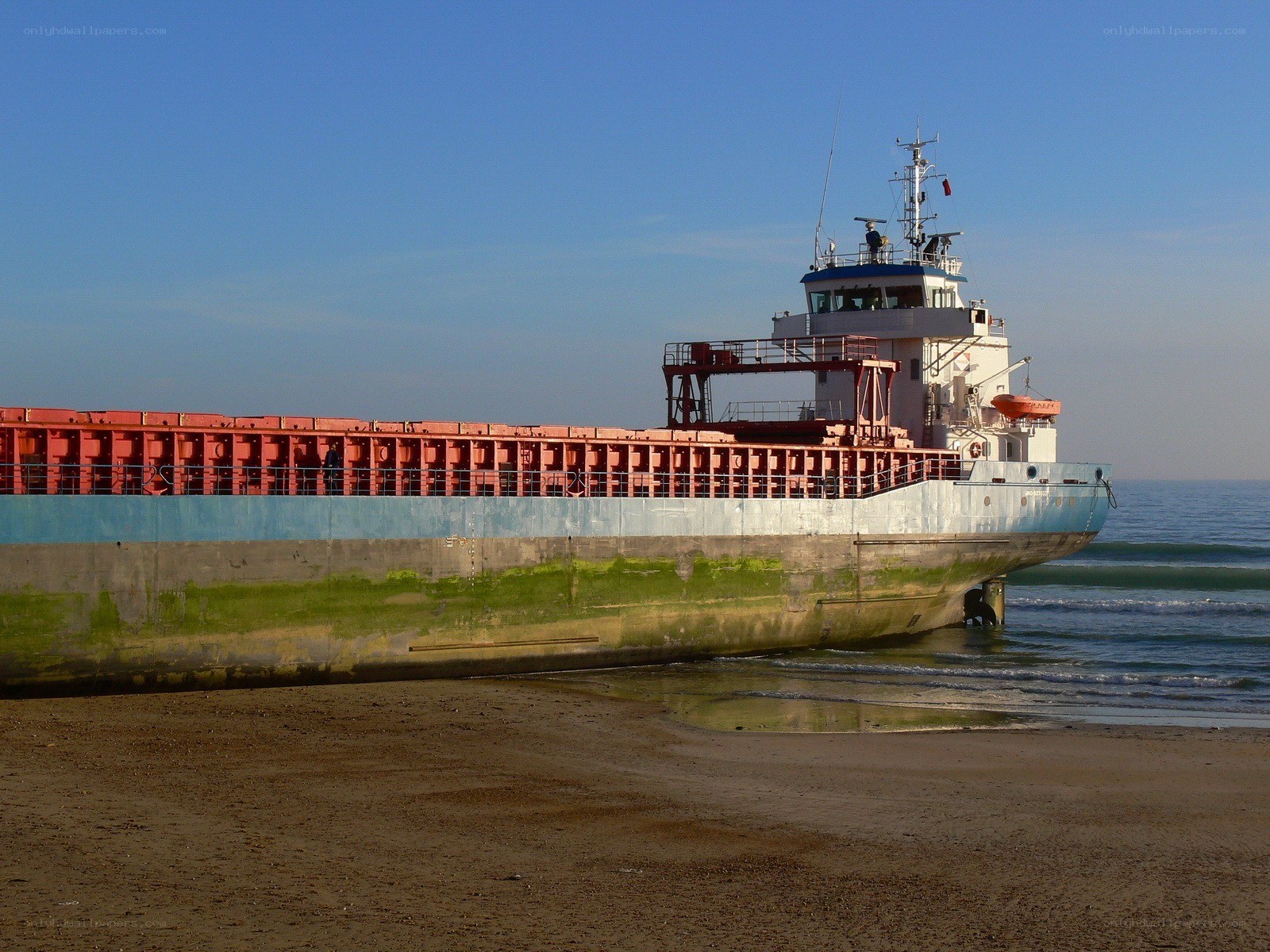 shipwreck on sandy beach