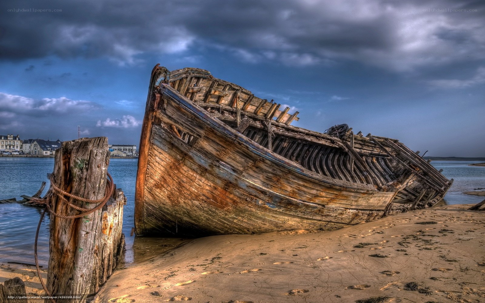 shipwreck on sandy shore