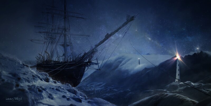 Shipwreck on Snowy Shore