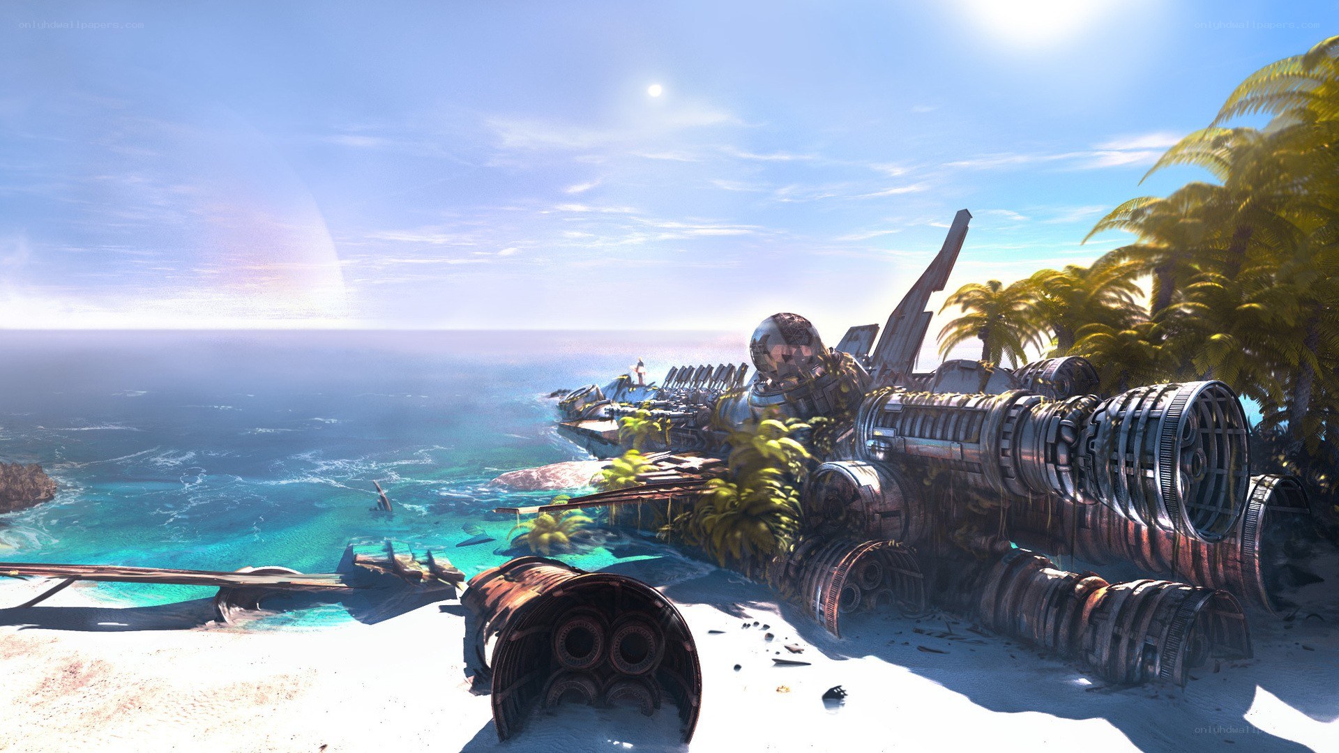 shipwreck on tropical beach