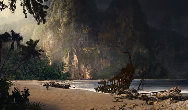 Shipwreck on Tropical Beach — Brown