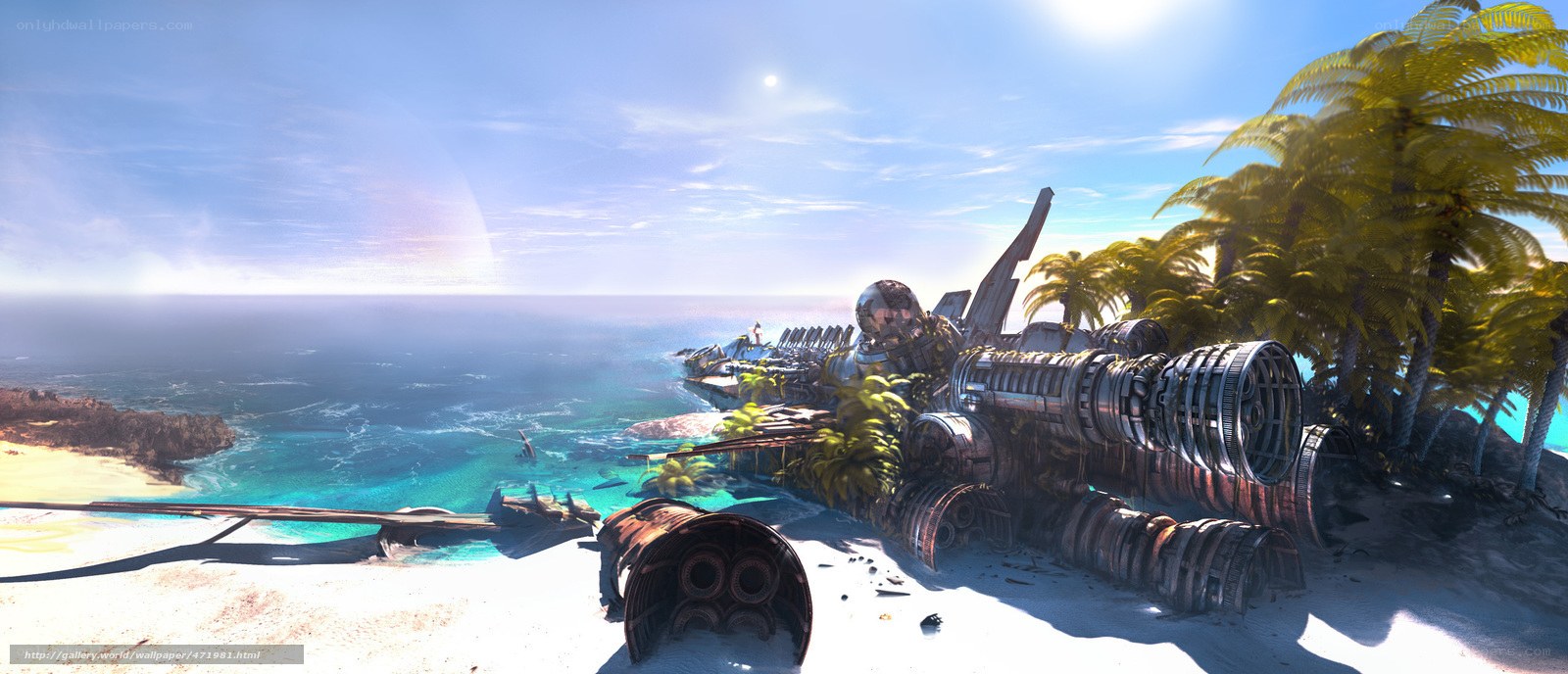 shipwreck on tropical beach