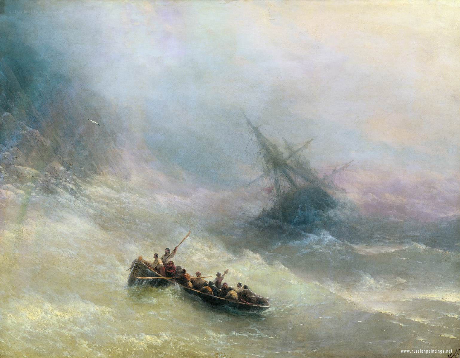 Shipwreck rescue scene