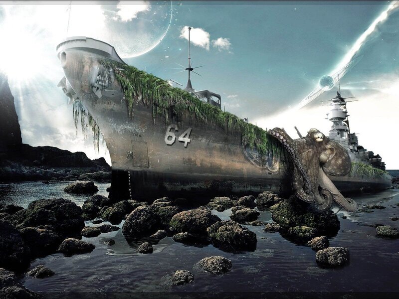 Shipwreck with Octopus — Gray