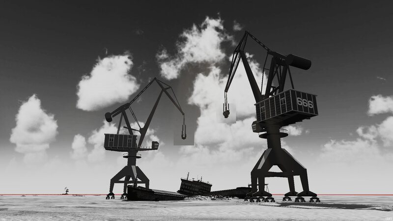 Shipwrecked Cargo Ship — Black