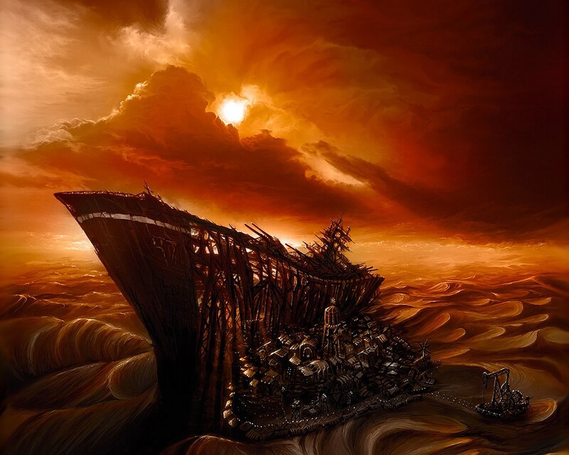 Shipwrecked City — Orange, Dramatic, Sunset