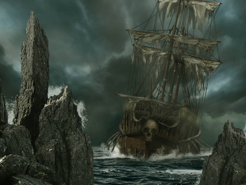 Shipwrecked Pirate Ship — Gray