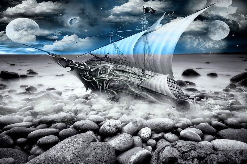 Shipwrecked Sailboat