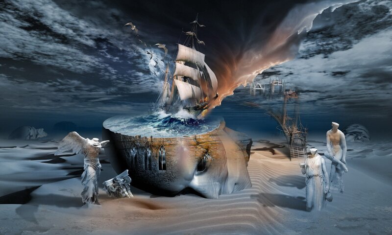 Shipwrecked Ship in Desert