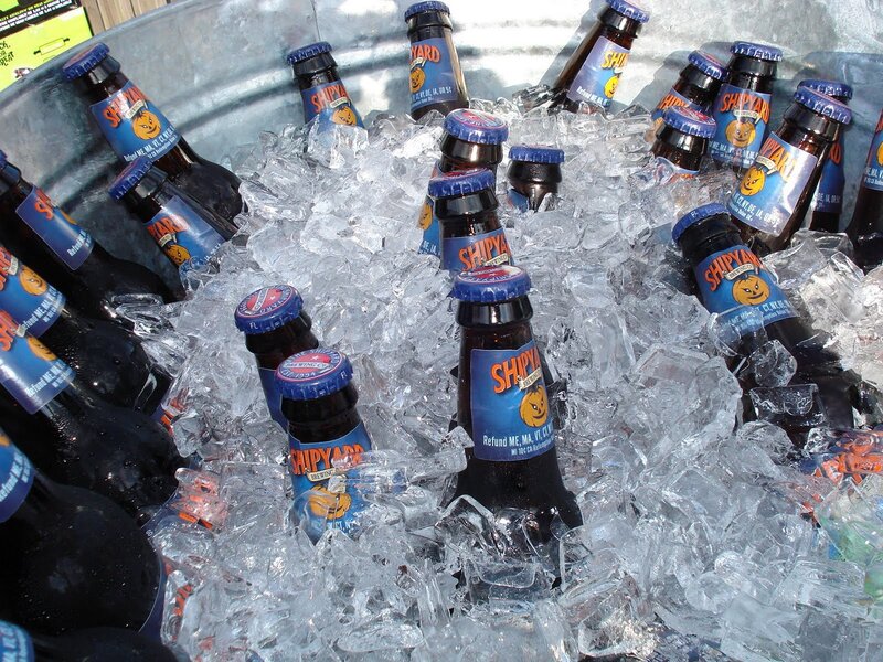 Shipyard beer bottles in ice