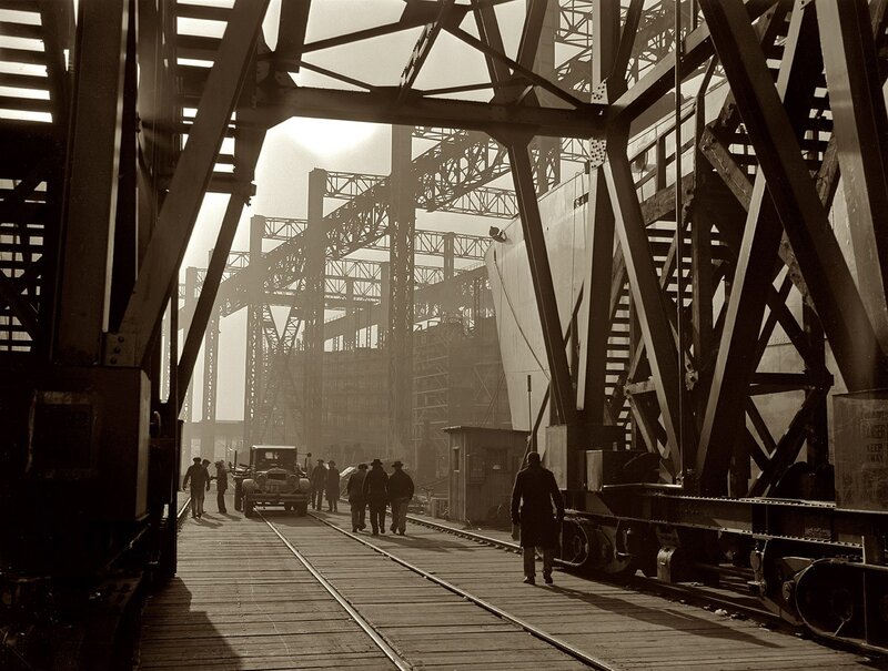 Shipyard construction scene