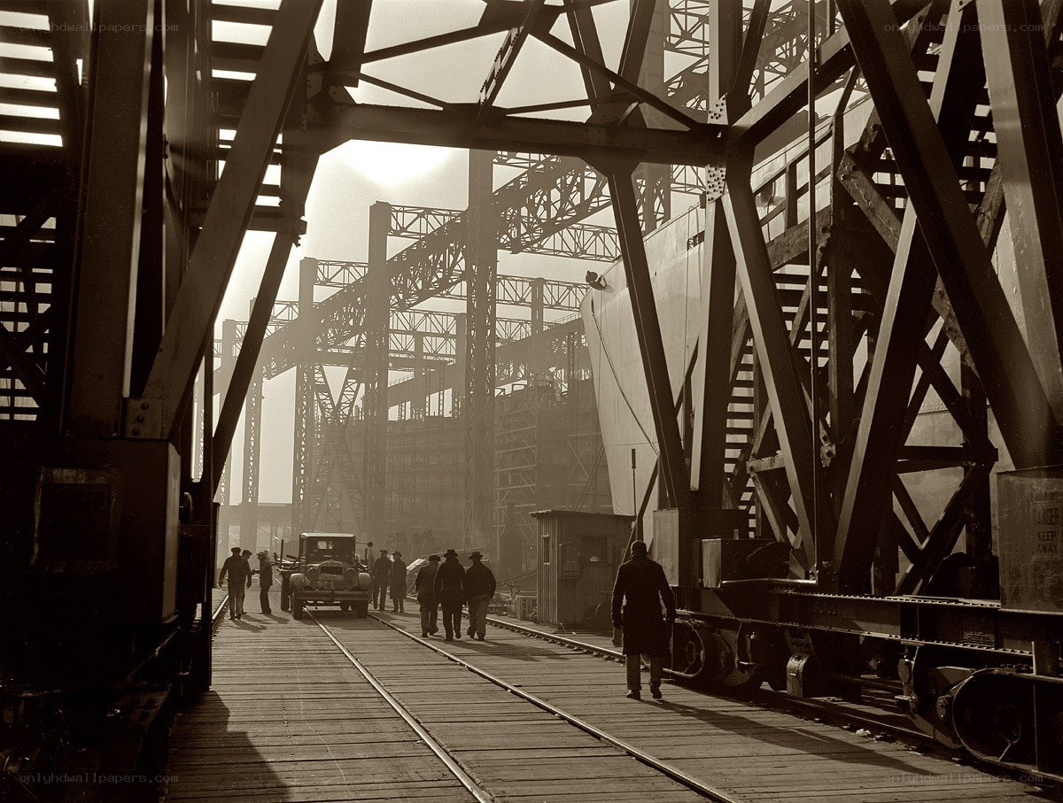 Shipyard construction scene