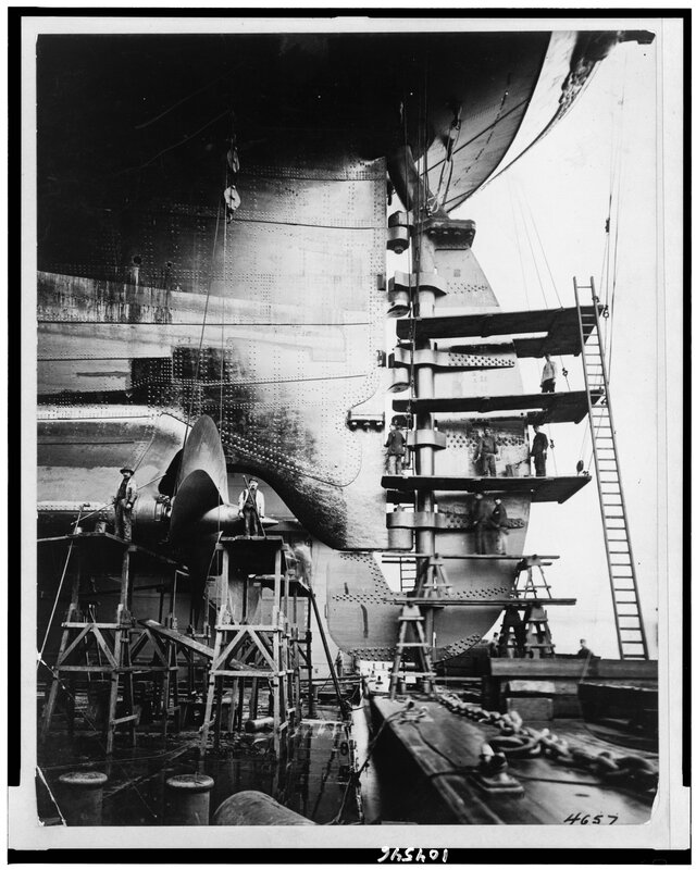 Shipyard work on a large vessel