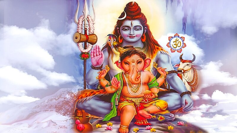 Shiva and Ganesha with Nandi