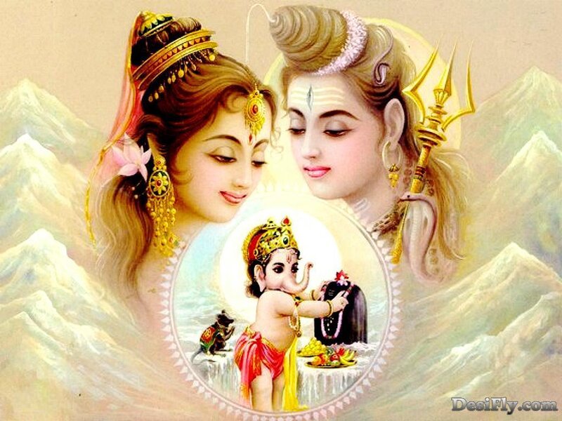 Shiva and Parvati with Ganesh
